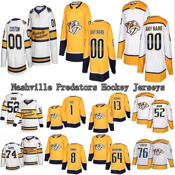 

custom nashville predators jersey 59 roman josi 14 mattias ekholm (a) 64 mikael granlund 8 austin watson any name any numberhockey jerseys, Black;red