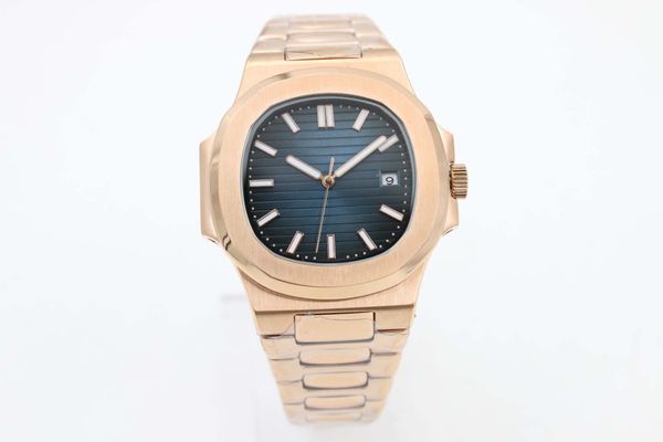 

men luxury watch 44mm dial sapphire glass full stainless strap 5711 sports series rosegold nautilus automatic mechanical mens business watch, Slivery;brown