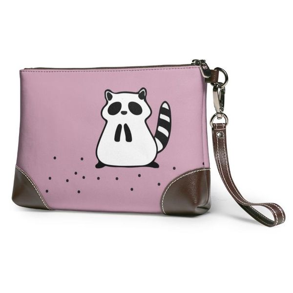 

noisydesigns raccoon pink printing leather wallet women wallets purses female coin zipper purse animals printed wallet