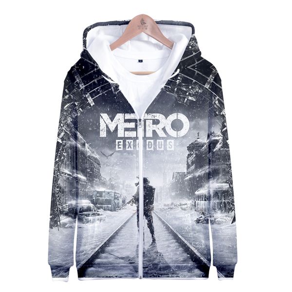 

metro exodus 3d печатные молнии толстовки женщины / мужчины мода с длинным рукавом толстовки с капюшоном 2019 горячей продажи уличной одежды, Black