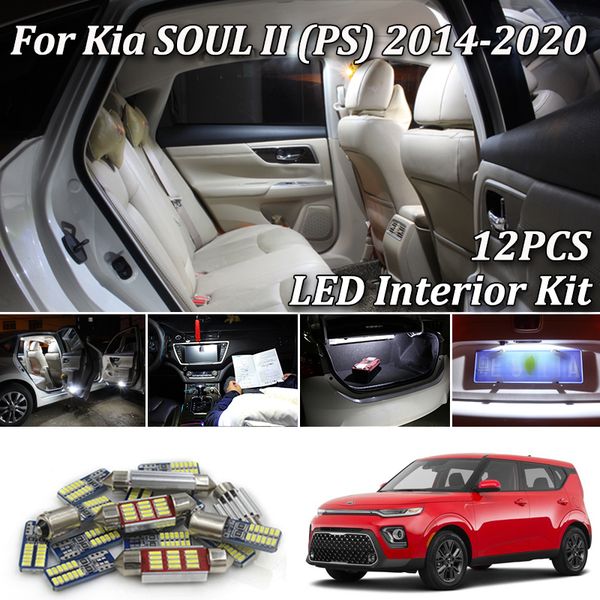 

12шт белый canbus водить автомобиль интерьер фары комплект обновления для 2014-2020 kia soul ii (ps) под интерьер купола магистральные свет