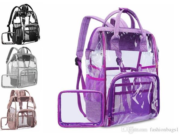 

29 new fashion trend ladies shoulder bag large capacity mummy bag pvc material transparent female bags backpack student bagmulti-function