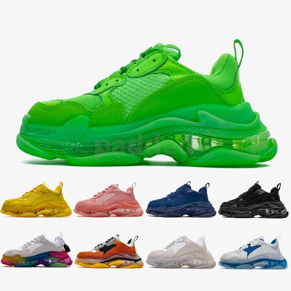 

new paris triple-s 17fw crystal bottom multi-color luxury dad shoes platform triple s sneakers for mens women vintage grandpa trainer, White;red