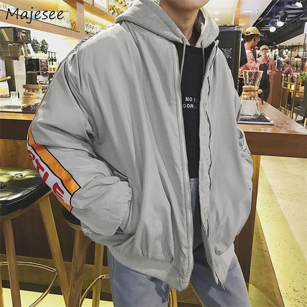 

parkas men printing oversize o-neck leisure loose harajuku students overcoats mens ulzzang all-match hip hop winter outerwear, Black