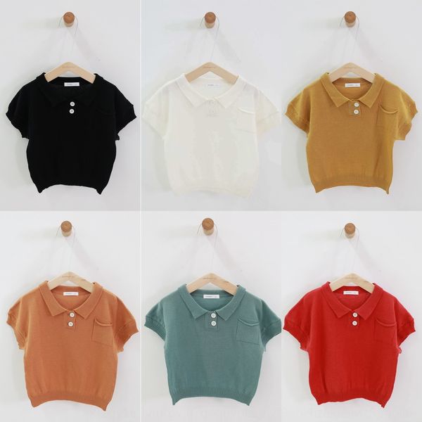 

2020 t-shirt small and medium-sized children summer and autumn breathable comfortable pure cotton wool lapel short-sleeved t-shirt, Blue