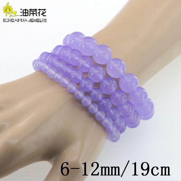 

fashion charm natural stone violet jades 6-12mm round bead bracelet crystals gems accessories yoga man woman gift christmas wholesale 7.5inc, Black