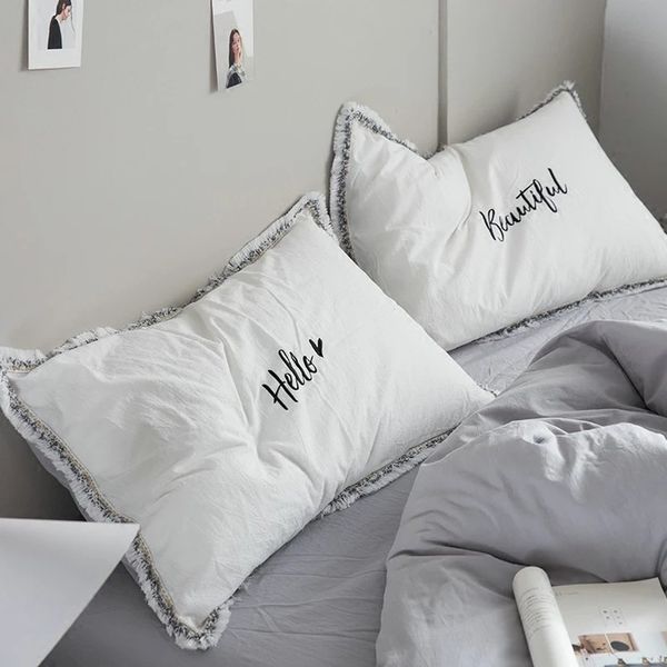 Embroidered 100 Cotton Pillowcase Home Hotel Bedding Super Soft