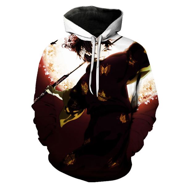 

2019 new autumn hoodie men's sports hooded anime silver soul suit hooded 3d printing hip hop sweatshirt, Black