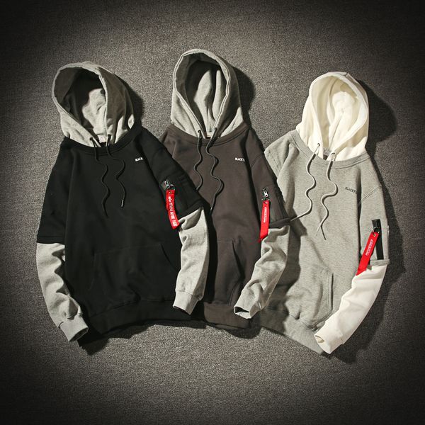 

hoodies men's sleeve patchwork hip hop oversized pullover sweatshirts men skateboard streetwear sweatshirt hoodie hoody, Black