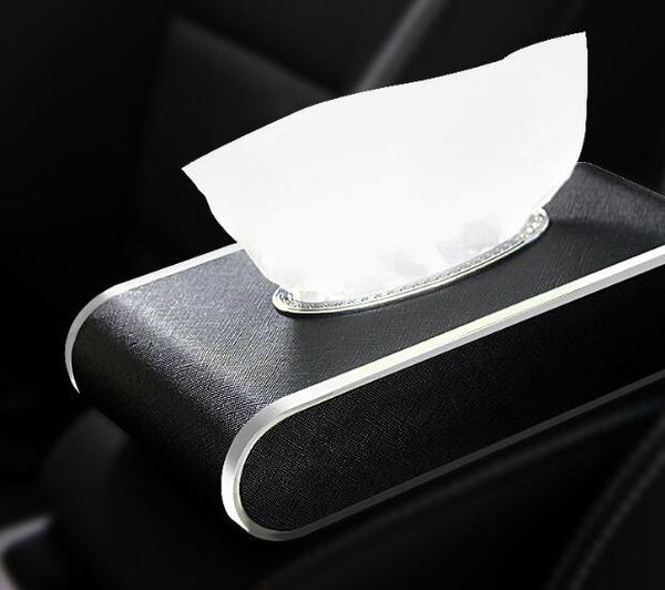 

crystal diamond car tissue box sun visor pu leather hanging tissue box holder sunshade case car accessories