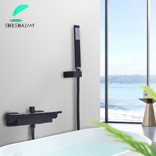 2020 Matte Black Waterfall Bathtub Shower Faucet Wall Mounted 16cm
