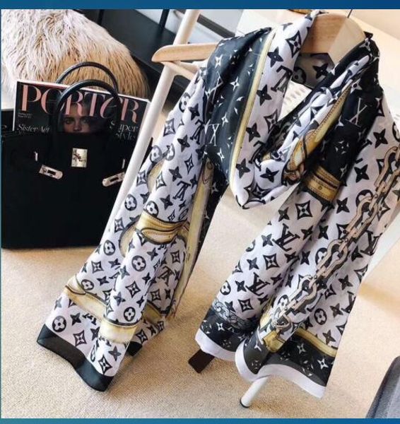 

Абсолютно новый дизайн женский длинный шарф 100% шелк три цвета распечатать размер