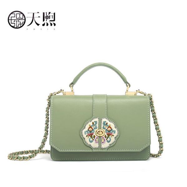 

pmsix new women leather bag famous brands fashion luxury original design embroidery handbags tote women leather bags