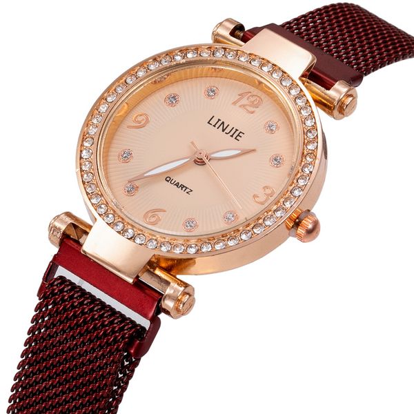 

women's fashion starry sky watches magnet buckle mesh belt diamond quartz watch women dress clock relogio feminino reloj mujer, Slivery;brown