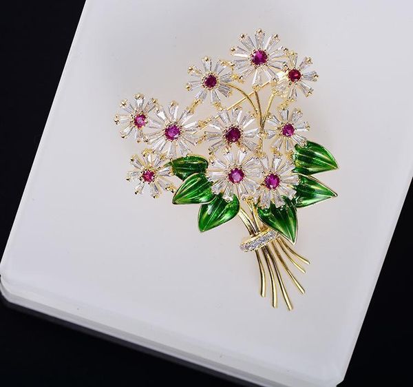 

модный цветок брошь pin простой одежде подарок дня рождения брошь для женщин горных хрусталя растений броши pin, Gray