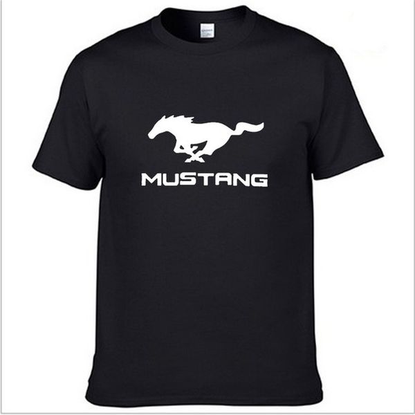 

new sleeve mustang car t-shirt summer casual male solid colour cotton t shirts fashion hip hop harajuku men clothe