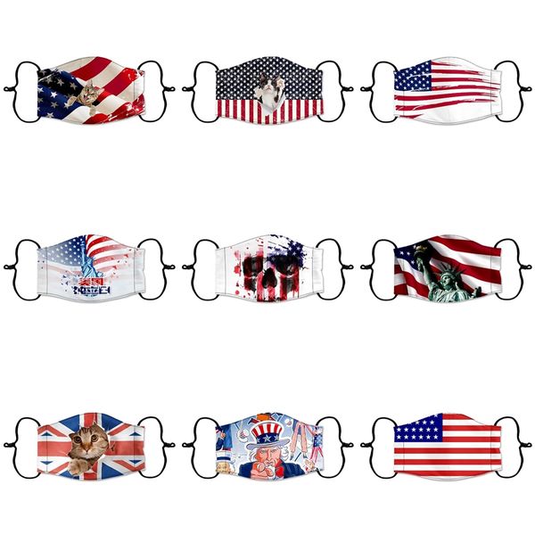 

women funny face mask flag face masks reusable cartoon print designer dustproof mask washable sport riding bike protective mask #8161