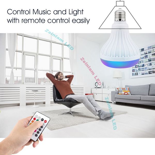 Intelligente E27 LED Bianco + RGB Lampadina a sfera Lampada colorata Smart Music Audio Altoparlante Bluetooth 3.0 con telecomando per casa, palcoscenico