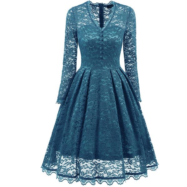 

amazon autumn and winter new style ozhouzhan retro women's dress long sleeve lace foreign trade selling evening gown skirt, White;black