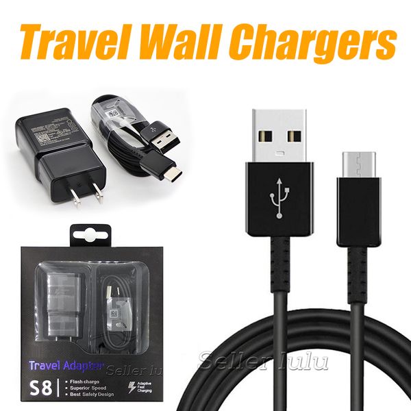

2 in 1 wall charger fa t charging travel adapter 1 2m type c cable for am ung galaxy 7 8 with retail box