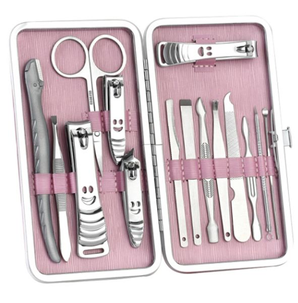 

silver stainless steel nail clipper cutter trimmer ear pick grooming kit manicure set pedicure toe elegant nail art tools set