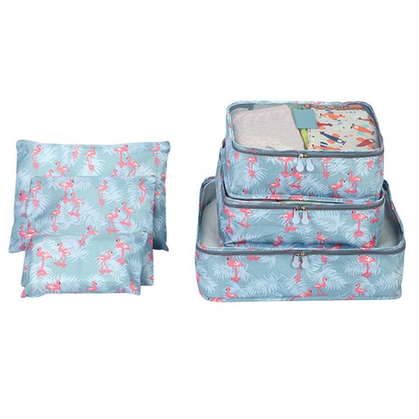 

6pcs/ set portable travel suitcase clothes bag kit high capacity luggage storage bag organizer with double zip and handle