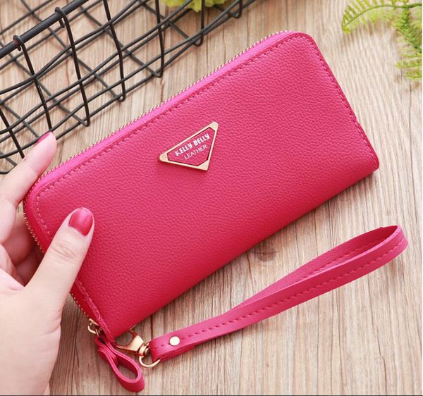 

wholesale patent leather shinny luxury long wallet multicolor fashion original box coin purse women man classic zipper pocket, Red;black