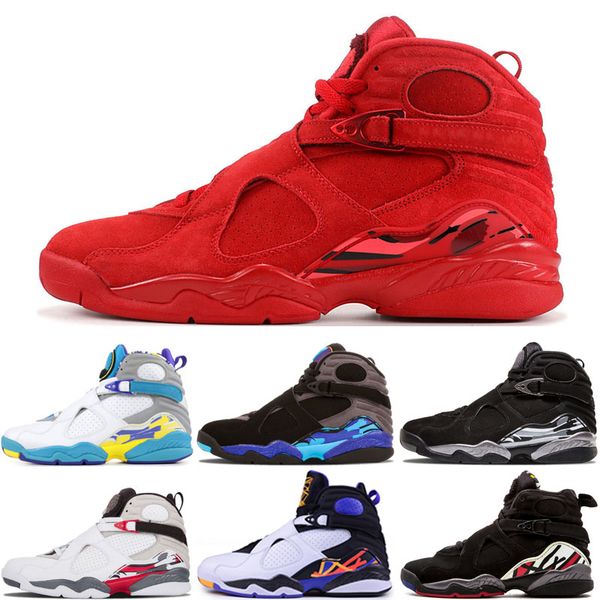 

New Arrive 8 8s Designer Basketball Shoes VALENTINES DAY AQUA WHITE CHROME COUNTDOWN PACK Top Quality Men Sport Sneakers size 41-47
