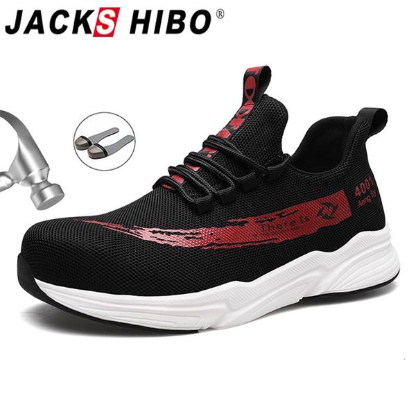 

jackshibo autumn safety shoes boots for men steel toe cap anti-smashing work shoes male indestructible construction safety boots, Black
