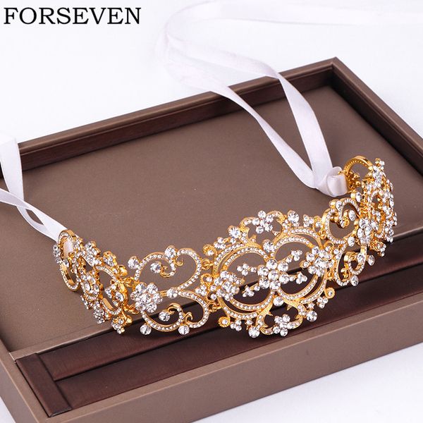 

rhinestone headband wedding hair accessories bridal headdress handmade wedding headband bridal headpiece for women hair jewelry, Golden;white