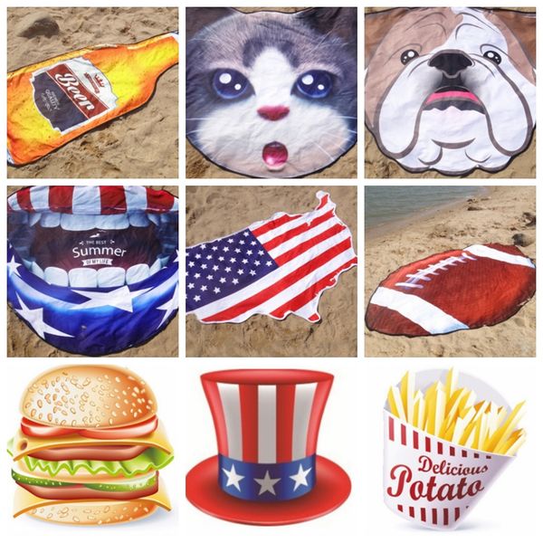 Irregular Beach Towel Microfiber Us Flag Beach Mats Customized