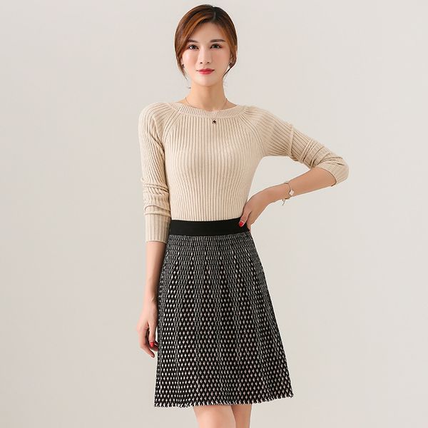 

skirts women's knit urban skirt short autumn winter european high waist office lady mini woman knitting female faldas ls222, Black