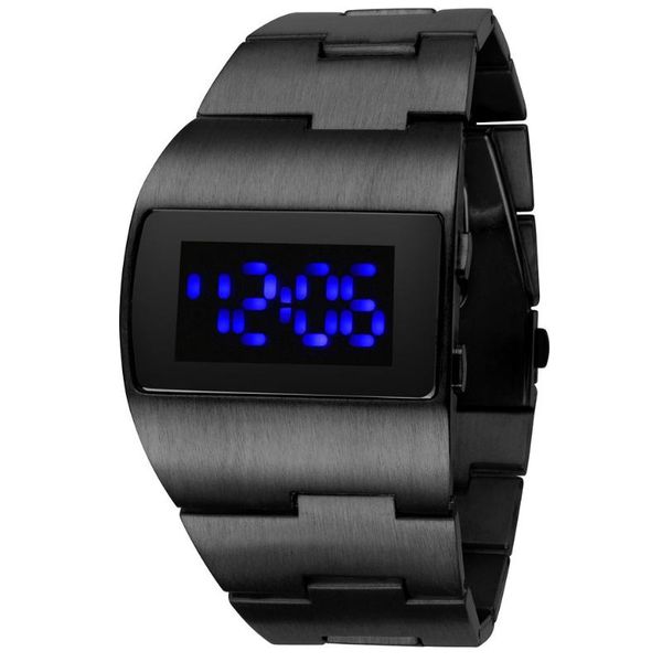 

new fashion stainless steel iron man watches electronic watches blue light led digital watch men men sports watch reloj hombre, Slivery;brown