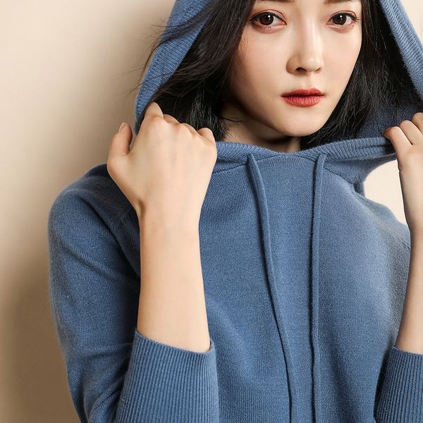 

women's sweaters autumn and winter age-reducing sweater hooded hoodies loose base large size coat, White;black