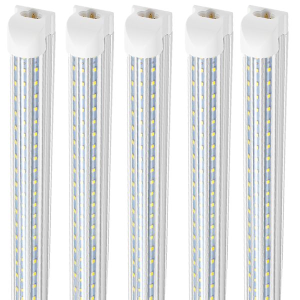 SUNWAY-USA, tubo LED T8 integrato a forma di D 4 8 piedi Lampada fluorescente a LED 120W 8 piedi 3 file Tubi luminosi a LED Illuminazione della porta più fredda