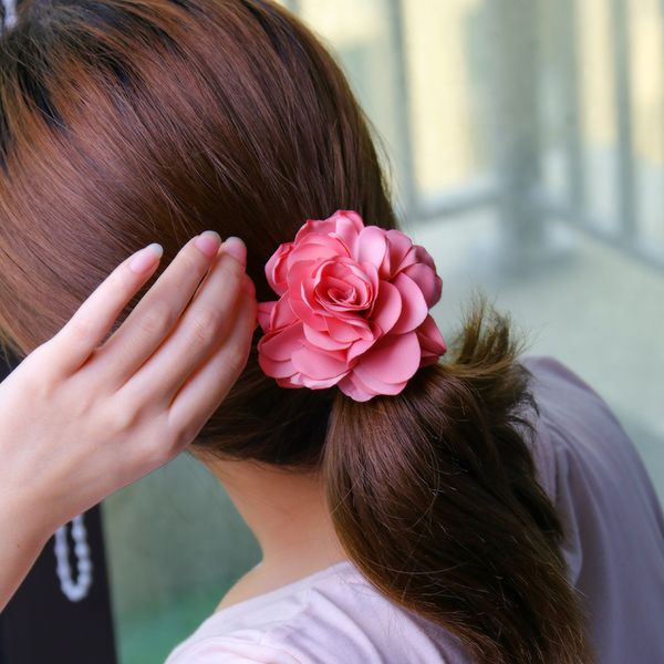 Girls Hair Accessories Rose Flower Hair Circle Ponytail Elastic