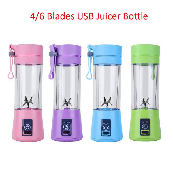 380ml 4/6 lâminas handhels USB Juicer garrafa portátil elétrico fruta limão juicer liquidificador espremedor máquina de larga máquina de soltar T200227