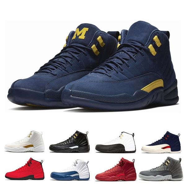 

with box men basketball shoes xii 12 men women 12s flu game french blue the master retro gym red black white sports sneakers