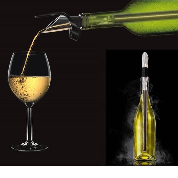 

stainless steel ice wine chiller stick with wine pourer cooling stick cooler beer beverage frozen stick ice cooler bar tool fda lfgb listed