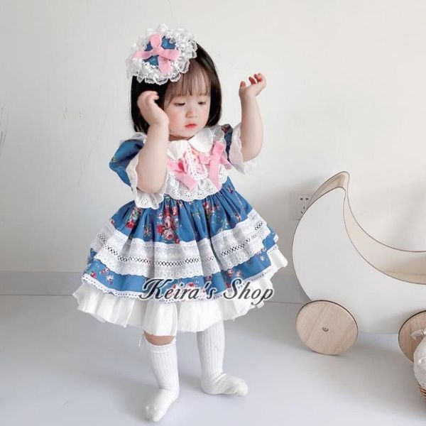 

baby girl clothes spanish retro lolita princess dress lace stitching print dress for girls kids winter wool vestidos y2598, Red;yellow