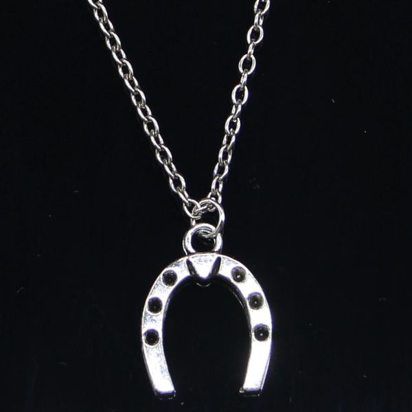 

20pcs new fashion necklace 21x16mm lucky horseshoe horse silver pendants short long women men colar gift jewelry choker