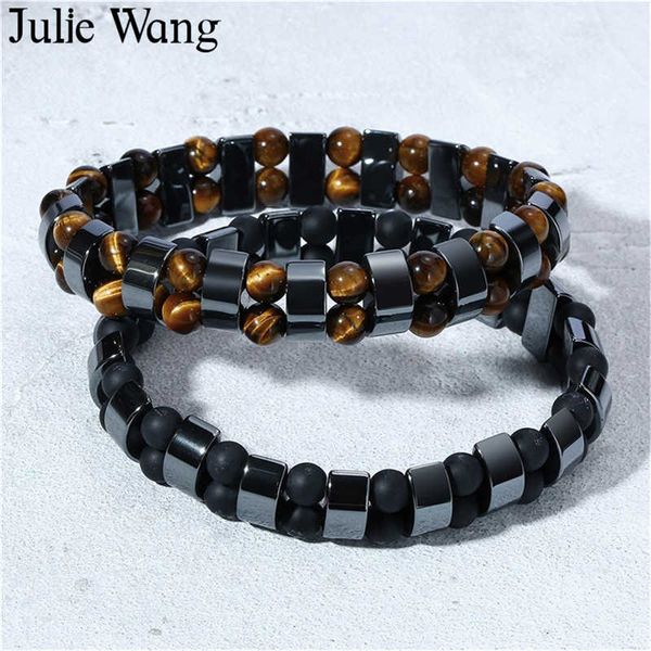 

julie wang black gallstone bracelet lava stone natural tiger eye beads bracelet men fashion jewelry bangle