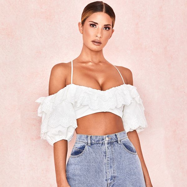 

new fashion selling spaghetti strap white crop women outfit casual clothing backless party clubwear wholesale