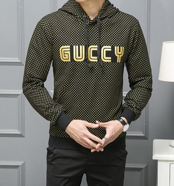 

Продажа взрыв GUCCI Марка мужская Письмо Печати С Длинным Рукавом Толстовка Черный