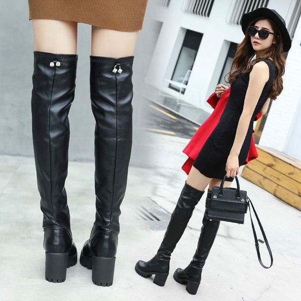 

women boots height increasing over the knee boots for women autumn winter high black thigh high