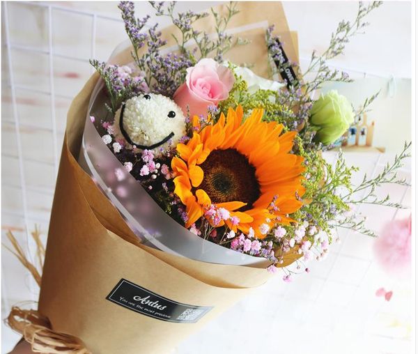 Acheter Belle Rose Tournesol Oeillet Fleur Artificielle Fleurs De Mariée Bouquet Pour Les Amies Graduation Cadeau De Mariage Décorations De Fête De