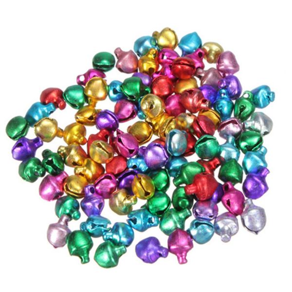 

100pcs christmas jingle bells loose beads charms jewelry marking christmas tree ornaments (mixed color) new year