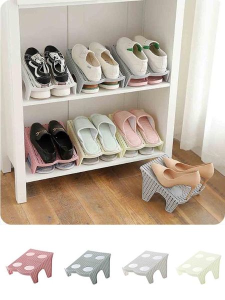 

1pcs shoe rack slots double layer plastic space saver holder shoes box storage home shoe organizer