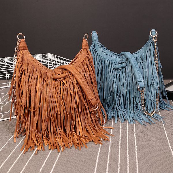 

2020 new hand-woven vintage tassel bag single shoulder messenger bag for women purses and handbags women handbags