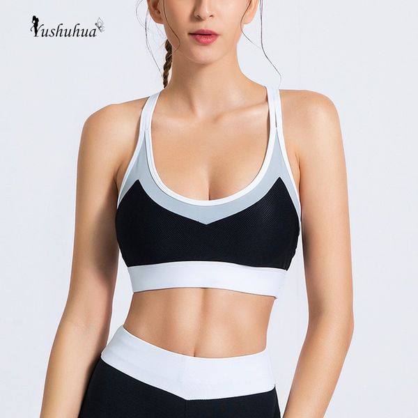 

спорт bra top yushuhua тренировки бюстгальтер sexy cut out yoga top activewear вернуться крест спортивная одежда для женщин gym vest-v, White;black
